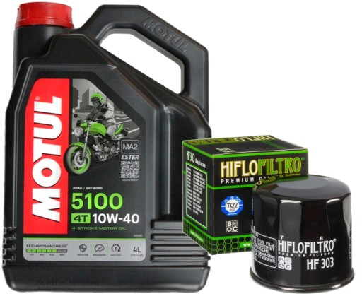 КОМПЛЕКТ МАСЛО MOTUL 5100 10W40 4L HF303 KAWASAKI VN1500 КЛАСИЧЕСКИЙ 96- изображение 1