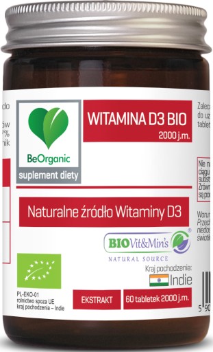 Vitamín D3 BIO 2000 j.m. 60 tabliet BeOrganic