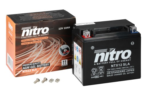 NTX12 - Гелевый аккумулятор Nitro YTX12-BS AGM 12 В, 10 Ач