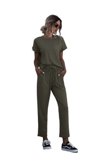 SHEIN SPODNIE DAMSKIE WIĄZANE CASUAL KHAKI 36 VBH