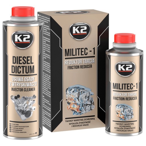 Čistí vstreky 500ml K2 Diesel Dictum + Redukcia trenia motora Militec-1