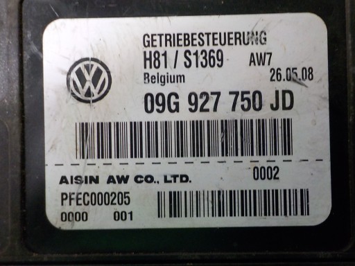 SKODA OCTAVIA II 2.0 FSI computer control unit gearboxes 09G927750JD