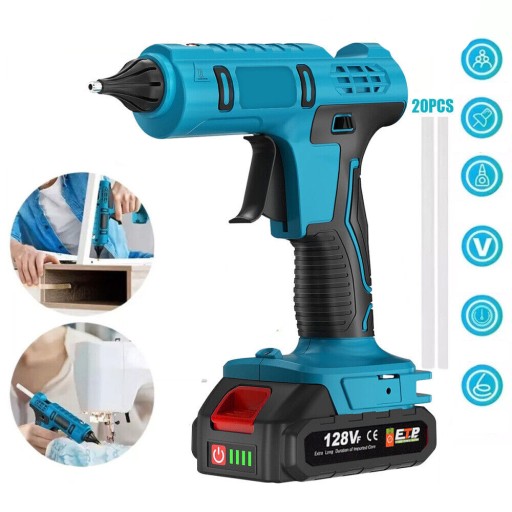 ГАРЯЧИЙ КЛЕЄВИЙ ПІСТОЛЕТ З АКУМУЛЯТОРОМ + КОМПЛЕКТ 20 шт. КЛЕЮ Нова модель