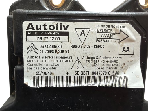 modulo SENSOR airbag CITROEN C5 III X7 9674290580