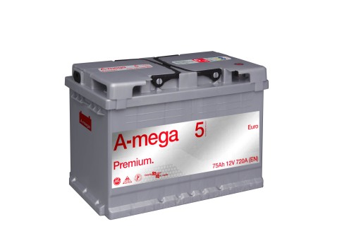 12V720A - Акумулятор AMEGA Premium 75Ah 720A литі пластини