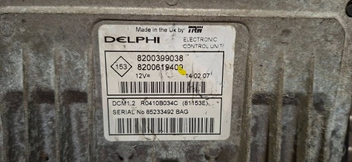 computer 8200619409 R0410B034C 8200399038 RENAULT 1.5 DCI