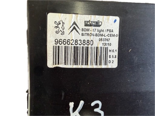 control unit seat CITROEN C5 III X7 9666283880