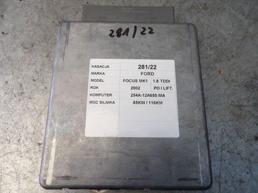 COMPUTER FORD FOCUS MK1 1,8TDDI 2S4A-12A650-MA