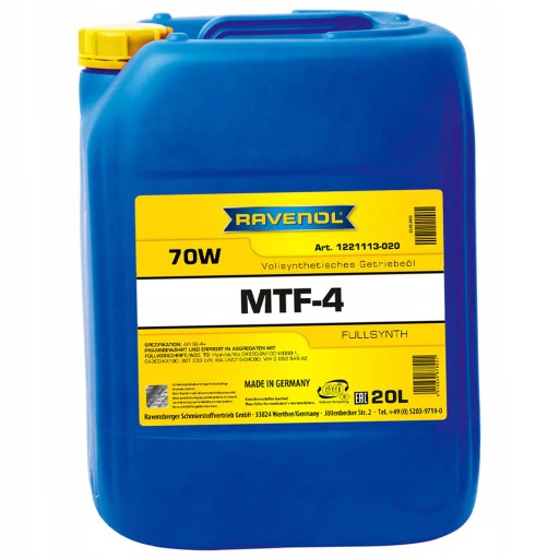 Масло трансмиссионное gl4 70w ravenol mtf-4 20л