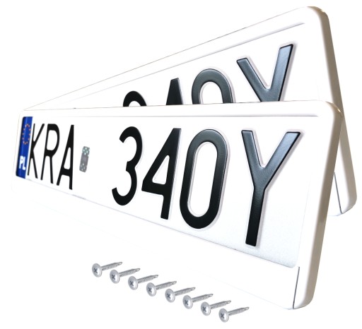 РАМКИ ДЛЯ РЕГИСТРАЦИИ МЕТАЛЛИЗИРОВАННЫЕ БЕЛЫЕ + ВИНТЫ