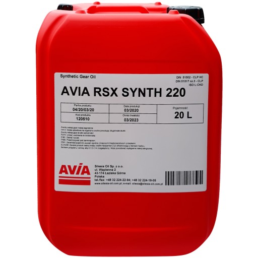 Масло трансмиссионное avia synth rsx 220 20л.
