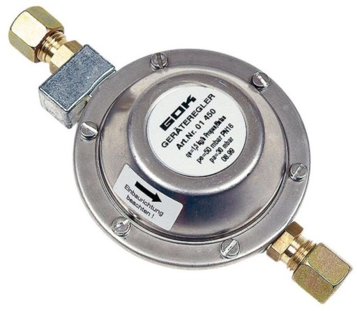 Газовый редуктор 50/30 мбар 1,5 кг/ч RVS8 x RVS8 Gok