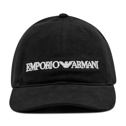 EMPORIO ARMANI - Czarna czapka z daszkiem i logo