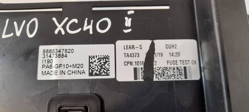 Volvo XC40 Module fusibles 31473884 (XC17)