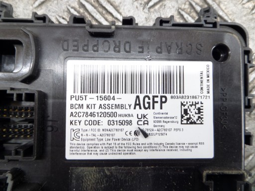 module control unit BCM FORD TRANSIT CUSTOM MK2 24r PU5T-15604-AGFP