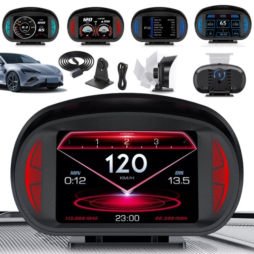 OBD+GPS ПРОЕКТНИЙ ДИСПЛЕЙ АВТОМОБІЛЬНИЙ ДИСПЛЕЙ ГОДИННИК ТИСК НАДУВАННЯ 7 КОЛЬОРІВ