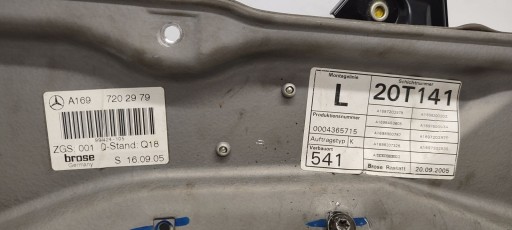 window regulator left front mechanism Mercedes W169 1,7 petrol