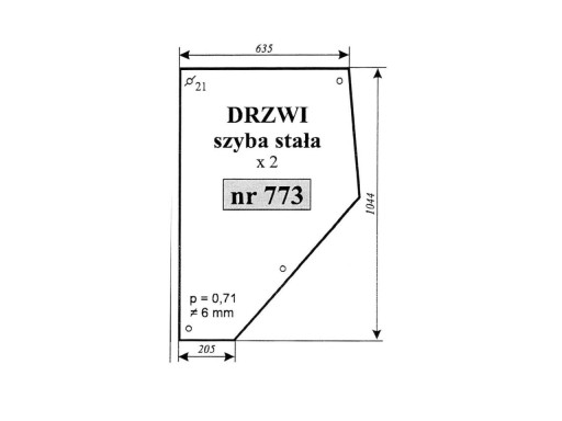 СКЛО ДВЕРЕЙ ФІКСОВАНЕ MASSEY FERGUSON 773 3389398M2