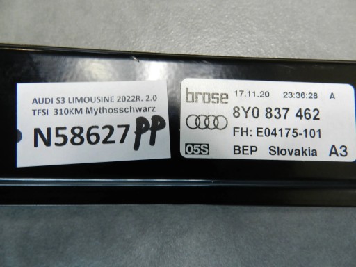 Audi S3 A3 8Y mechanism right front 8Y0837462