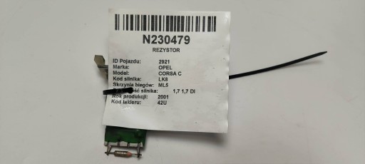 resistor, rheostat, regulator heater fan resistor OPEL CORSA C