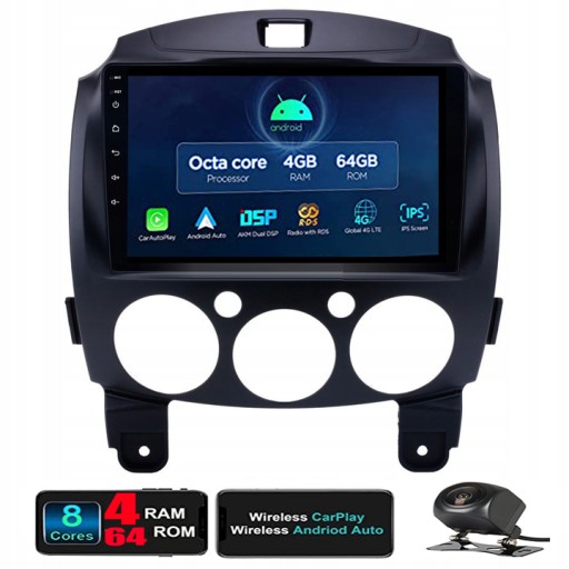 RÁDIO ANDROID MAZDA 2 2007-2014 SIM 4GB RDS LTE