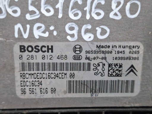 Unité de contrôle Moteur 0281012468 9663268380 9653958980 Citroen Peugeot 1.6 HDI