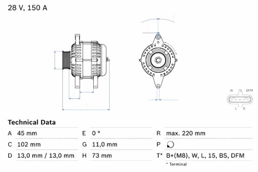 0 986 - Генератор bosch volvo fh fh ii fh iii fm fm ii fm iii fmx ii fmx iii