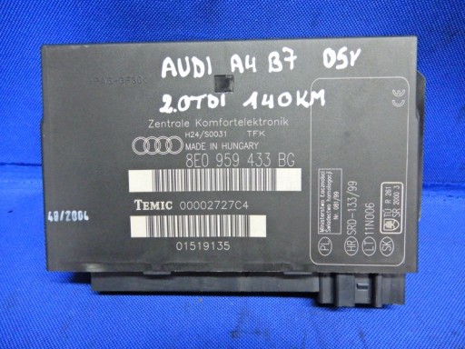 8E0959433BG - Модуль комфорта AUDI A4 B7 2.5 TDI 140KM