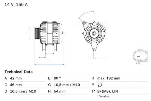 0 986 - Генератор bosch volvo c30 s40 ii s60 iii s80 ii v40 v50 v60 i v70 iii