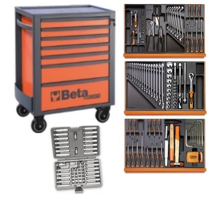 BETA ТРОЛЕЙ ШАФА ДЛЯ ІНСТРУМЕНТІВ НА 7 ЯЩИКІВ З ІНСТРУМЕНТАМИ 197 ШТ. 1/4 1/2