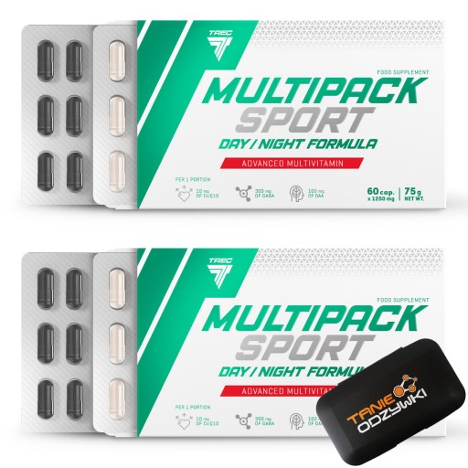 2× Вітаміни в капсулах Trec Nutrition Multi Pack Sport multivitamins 75 г 60 капсул мл 60 шт + коробка HERKULES 30 мл чорний