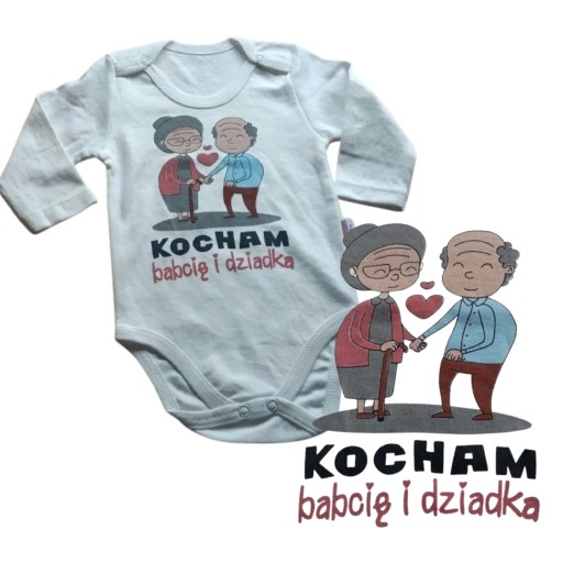 Body długi rękaw z napisami kocham babcię i dziadka bawełna