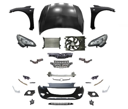 12 16 - CORSA E 15- ПЕРЕДНИЙ БАМПЕР КАПОТ РЕМЕНЬ ЛАМПА КРИЛА