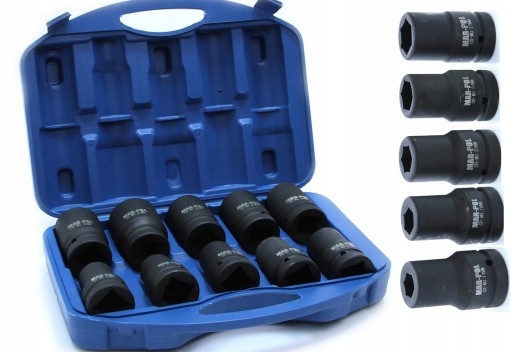 УДАРНЫЕ НАСАДКИ CRV 1 ДЮЙМ 10 шт. ГОЛОВКА 17-41