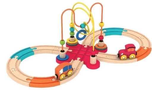 ДЕРЕВ'ЯНА ЗАЛІЗНИЦЯ З КОЛІЯМИ ТА ІНТЕР'ЄРОМ 16 ЕЛЕМЕНТІВ.