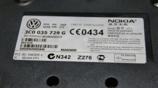 module control unit BLUETOOTH TELEFONU VOLKSWAGEN EOS 3C0035729G