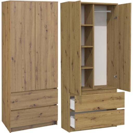 Шкаф гардероб вместительный 90см дуб artisan