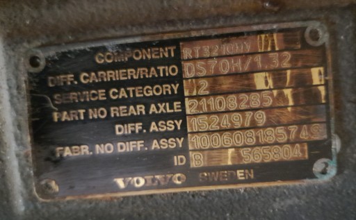 WKLAD MOSTU differenciál differenciál VOLVO FH FM RT3210HV 1.32 19x25