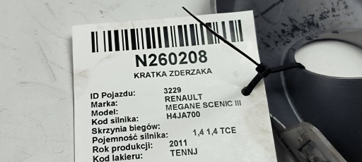 grid fog lights left 261570001R RENAULT MEGANE SCENIC III