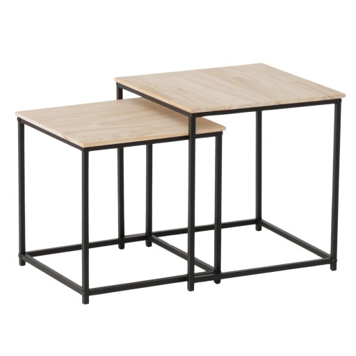Stolik Kawowy Loftowy Beżowy Metalowy Zestaw 2 Szt Boras 38X38X40 CM