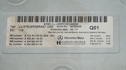 module KONTROLNY MULTIMEDIA ML W166 63 AMG 2012 A1729009302