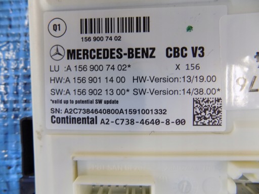 module control unit SAM MERCEDES W176 2,2CDI