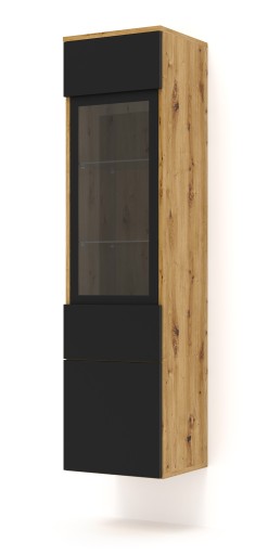 Vitrína AURA 1DS univerzálny artisan / čierna +LED