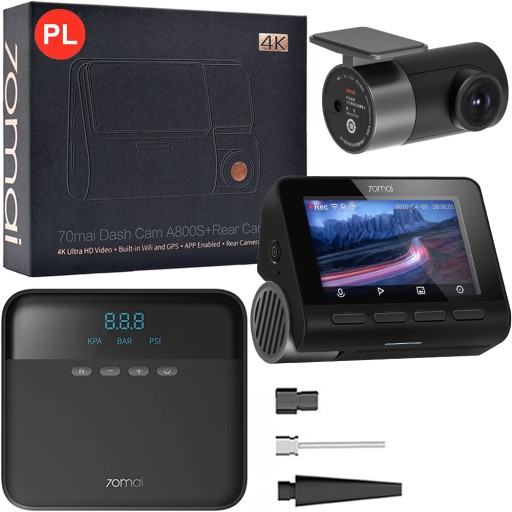 Камера 70mai A800S + камера заднього виду RC06 + компресор