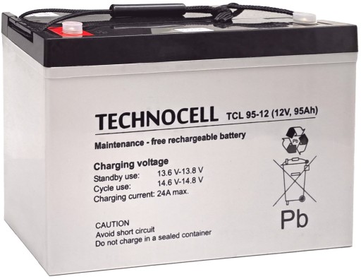 Аккумулятор agm аккумулятор technocell tcl95-12 12v 95ah ибп аварийный источник питания