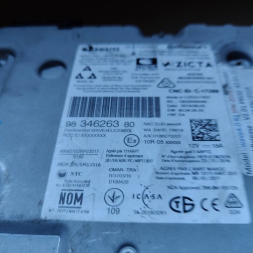 Stacja multimedialna Peugeot 308 9834626380