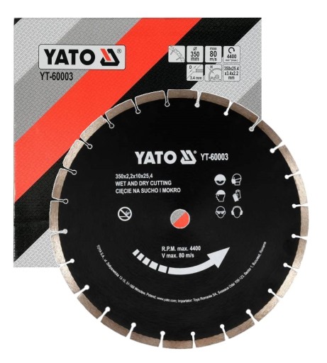 АЛМАЗНЫЙ ДИСК. Для резки камня 350 мм YT-60003
