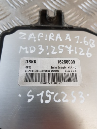 control unit of the engine 16250009 + 2 KLUCZYKI OPEL ZAFIRA A 1.6B 00R- EUROPA