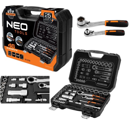 NEO TOOLS ZESTAW NASADEK PRZELOTOWYCH 1/4