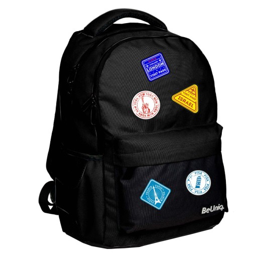 Рюкзак шкільний багатокамерний BeUniq чорний, Різнокольоровий 21 л